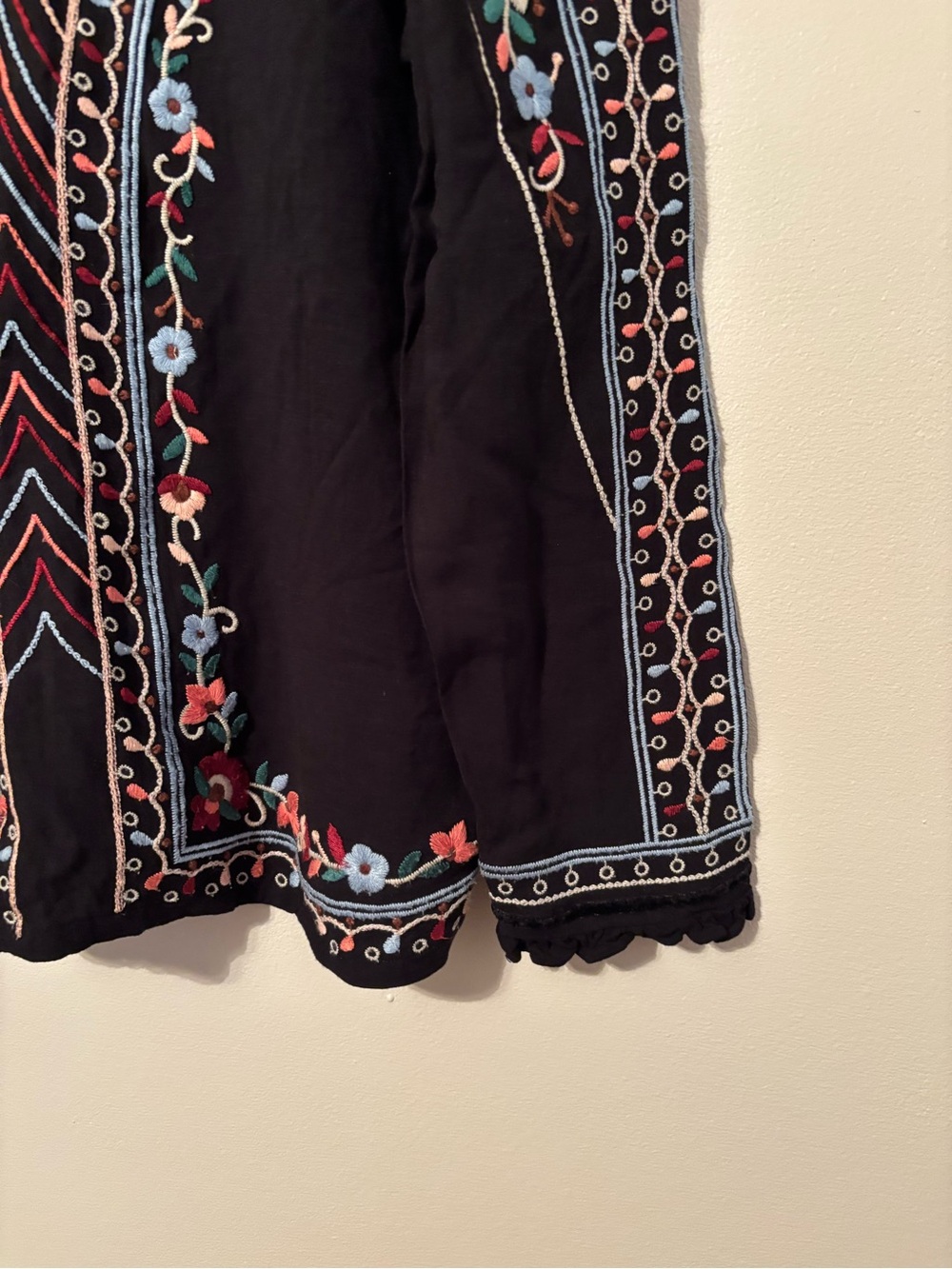 Anthropologie One September Embroidered Long Sleeve Blouse | Size M - Picture 5 of 11